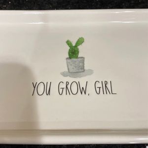 Rae Dunn Rare YOU GROW GIRL Cactus Tray
